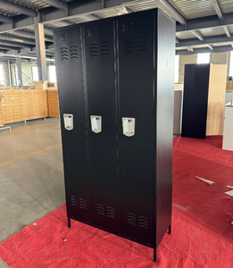 Black Modern 3-Door Steel Wardrobe Locker with <b>Square</b> <b>Key</b> Lock and Clothes Hook New Design Metal Locker with Feet Leg - Product Image 3