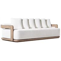 Ensemble de canapés de jardin en teck moderne, mobilier de patio extérieur de luxe, siège individuel résistant aux intempéries pour cour arrière