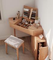 Commode d'angle triangulaire moderne en bois avec rangement intégré, bureau réglable et petite table de maquillage d'angle pour chambre à coucher