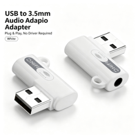 Adaptateur USB A à angle droit vers 3,5 mm, convertisseur audio HiFi DAC 24 bits 96 kHz avec puce intégrée, répartiteur de casque avec micro