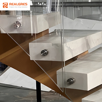 Realgres Luxus Interieur Quarz Marmor Schritt gebogen Treppe Bogen Treppe maßge schneiderte personal isierte gebogene Treppe