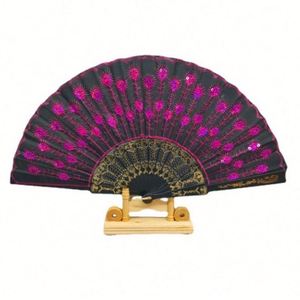 23cm Foldable Hand Fan Traditional Advertising Styles Carved Angel Cartoon Eco-Friendly Handmade Bamboo Lining Custom Logo - Product Image 1