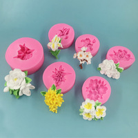 Moule à chocolat en silicone en forme de fleurs (lotus, gardénia, iris, hibiscus, tulipe, fleur de pêcher), moule à gâteau décoratif en résine