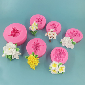 Molde de Silicona para Hornear Chocolate con Forma de Flor de Loto/Gardenia/Iris/Hibisco/Tulipán/Fresa, Moldes Decorativos de Resina para Pasteles - Product Image 2