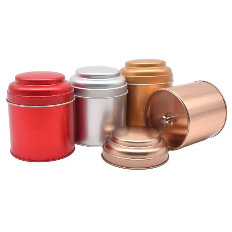 Reusable Sealed Food Grade Round Tea Canister Container Metal Packaging Boxes Double Lid Coffee Tea Tin Can in Stock