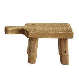 Petit piédestal en bois massif personnalisé avec poignée, plateau en bois d'acacia de forme unique - Product Image 3