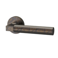 Poignée de porte en laiton massif finition bronze martelé, style industriel antique, fabricant de quincaillerie intérieure ISILINE