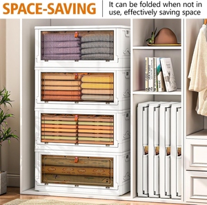 Transparent Simple Flip Top Type Fold Able Collapsible <b>Bins</b> Stack Able Container Clothes Toys Organizer Storage Box - Product Image 4