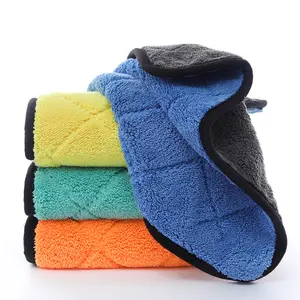 800gsm दो रंग microfiber शोषक कार की सफाई तौलिया मूंगा ऊन जादू कपड़े धोने
