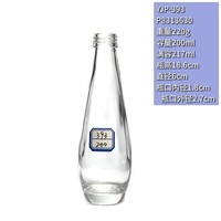Vente en gros de bouteille en verre de 200ml d'alcool bouche en soie type goutte d'eau petite bouteille transparente bouteille de boisson raffinée