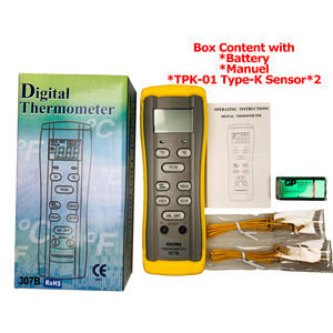 Thermomètre numérique à double canal TECPEL DTM-307B - Plage de mesure de -50 à 1 300 °C - Précision de 0,5 % - Résolution de 0,1 °C/1 °C - Affichage 400 ms - Product Image 4