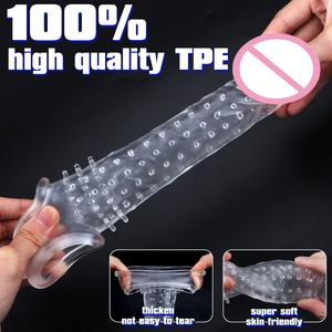 Realistische Wiederverwendbare Penis-Hülle Kondome Intimartikel Sexspielzeug für Männer Penisvergrößerer Dildo Enhancer Männliches Spielzeug - Product Image 5