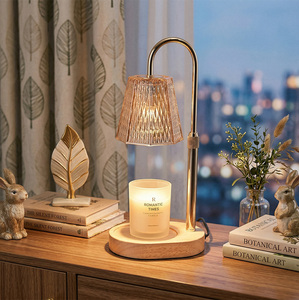 Lámpara Calentadora de Velas Eléctrica de Estilo Mid-Century, <span class=keywords><strong>Verde</strong></span> con Relieve Dorado, Altura Ajustable, Ideal como Regalo para Mamá, Decoración del Hogar - Product Image 1