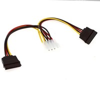 Cable de alimentación de 0.2m con conector Molex IDE hembra de 4 pines a dos conectores Serial ATA hembra de 15 pines, adecuado para SSD SATA, cable de conversión SATA D Plug
