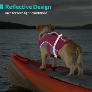 Gilet de sauvetage pour <span class=keywords><strong>chien</strong></span> à haute flottabilité avec poignée de sauvetage, en polyester Ripstop, gilet de sauvetage réfléchissant pour animaux de compagnie, combinaison de natation de sécurité pour toutes les races de chiens - Product Image 3