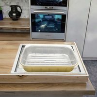 Barquettes rectangulaires en aluminium doré brillant, compatibles micro-ondes, résistantes au four, en PP, pour la restauration, la pâtisserie et la livraison de repas