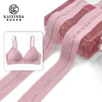 Bande élastique pliée en nylon et élasthanne avec bordure picot, 18 mm, dentelle française jacquard pour accessoires de lingerie
