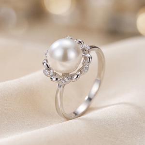 Bague en cuivre avec perle d'eau douce au design original - Bijoux de mode en gros pour femmes - Product Image 3