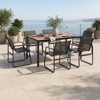 Ensemble de salle à manger d'extérieur de luxe en aluminium, meubles de jardin élégants en métal avec chaises de patio modernes et table à manger de jardin