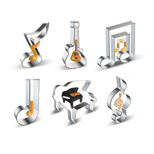 <span class=keywords><strong>Emporte</strong></span>-pièces et tampons en acier inoxydable pour instruments de musique, outils de pâtisserie en métal, kit de moules à chocolat et fondant, fournisseur Cozedura - Product Image 1