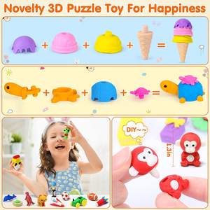Soododo NER0008 60 pezzi prezzo di fabbrica Cute 3D Mini Fancy Puzzle gomme da cancellare per bambini - Product Image 4