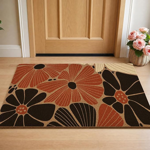 Alfombra de Entrada Cangming de Imitación de Fibra de Coco, 30x48 Pulgadas, Diseño Floral Retro, Lavable, para Puerta Principal, Alfombra de Entrada para Exteriores - Product Image 1