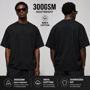 Camiseta Oversize de Algodón Peinado para Hombre, 300 g/m², Cuello Redondo, <span class=keywords><strong>Manga</strong></span> <span class=keywords><strong>Corta</strong></span>, Logotipo Personalizado, Talla Americana, Estilo Urbano, Verano, Casual - Product Image 1