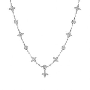 Collar con Colgante de Trébol de Cuatro Hojas y Circonita 5A, Plata S925, Diseño Elegante y Moderno de Dylam, Joyería Fina para Mujer, No se Deslustra - Product Image 1