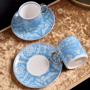 ชุดกาแฟสไตล์อิตาลีสุดหรู ชุดน้ำชาพอร์ซเลนสีน้ำเงิน ทำจากกระดูกจีน - Product Image 2