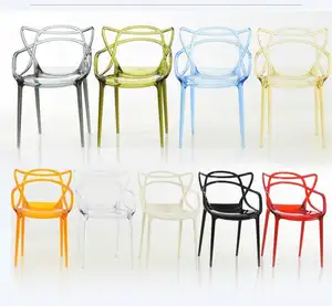 批发特殊现代设计透明透明彩色聚氯乙烯塑料餐椅客厅主椅PC-936