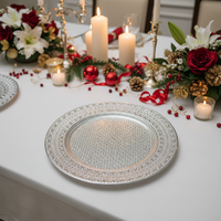 Assiettes de présentation dorées en PP durables et réutilisables de 13 pouces, motif personnalisé de luxe pour mariages, anniversaires, dîners et réceptions
