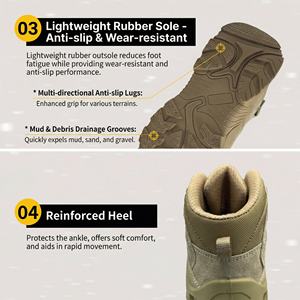 Bottes de combat en cuir YearningLeather avec protection des orteils en acier, semelle intermédiaire renforcée, résistantes aux perforations, imperméables, respirantes et légères - Product Image 5