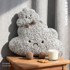 Kawaii 16/42/52cm triste viso scuro cuscino nube peluche imbottito cuscino naturale per la decorazione della casa - Product Image 3