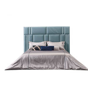 Muebles de Dormitorio Estilo Italiano, Cama King Size de Diseño Doble de Cuero de Lujo Ligero para Villa - Product Image 6