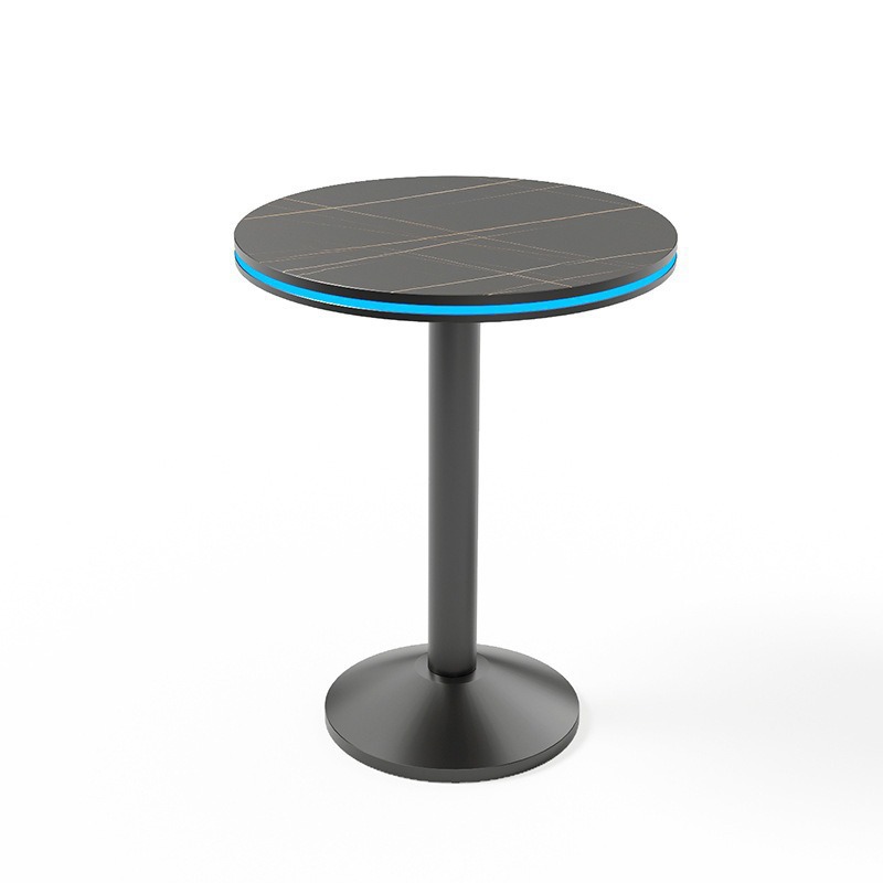 Tavolo rotondo illuminato con piano in lastra di pietra - diametro 06