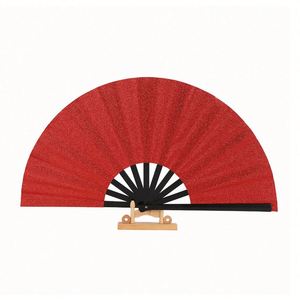 Abanicos Plegables de Plástico Pintados a Mano con Purpurina, Grandes, de 33 cm, Estilo Kung Fu, para Fiestas, Festivales y Baile - Product Image 1