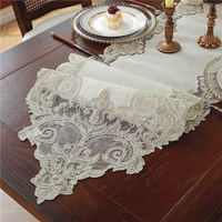 Chemin de table long et carré en tissu maillé brodé, idéal pour la décoration intérieure, les pique-niques en extérieur, les restaurants et les mariages