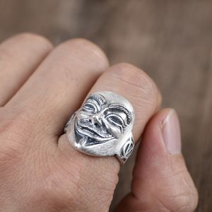 100% S925 Sterling Silber <span class=keywords><strong>Vintage</strong></span> Matt Cluster-Ring Verstellbar Punk Hipster-Stil für Beide Geschlechter für Verlobung - Product Image 5