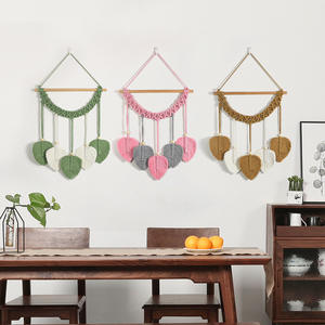 Usine directe à la main coton corde tressée feuille verte gland Clip-on Photo <span class=keywords><strong>tapisserie</strong></span> peut être personnalisé logo - Product Image 1