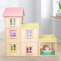 Faire semblant de jeu de rôle bricolage jouet éducatif grands enfants en bois maison de poupée Villa avec accessoires chambre de poupée meubles maison de poupée rêve