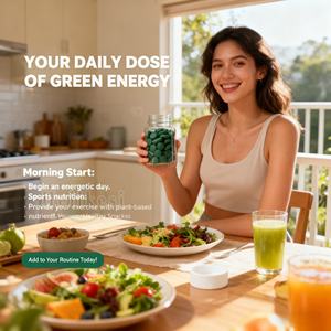 Oem odm gmp אורגני גלולות טבליות עם חלבון טבעוני & כלורופיל תומך נוגד חמצון בריאות נוגד חמצון לוח ספירולינה - Product Image 2