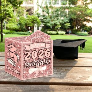 Venta al por mayor de fábrica: Caja para tarjetas de graduación 2026, rosa con purpurina, para fiesta de graduación, soporte para tarjetas, urna de votación, decoración de almacenamiento. - Product Image 6