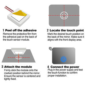 OEM ODM DC 5A 12V 60W Interrupteur tactile unique à trois couleurs avec fonction de gradation pour miroir de salle de bain, interrupteur à détection - Product Image 3