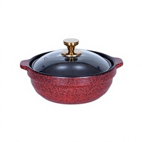 Casserole à double poignée de qualité commerciale, compatible induction, écologique, antiadhésive, passe au lave-vaisselle, corps en céramique, couvercle en verre, résistante à la chaleur