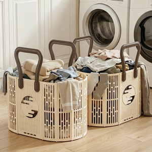 Cesto de ropa sucia portátil para el hogar, plegable, de gran capacidad, multifuncional, cesto de almacenamiento hueco para ropa sucia. - Product Image 3