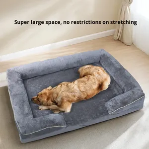 Cama de Lujo Universal para Perros y Gatos, con Cojín Extraíble y Lavable, Ortopédica, de Espuma Viscoelástica, con Funda de Terciopelo Grande, en Caja - Product Image 3