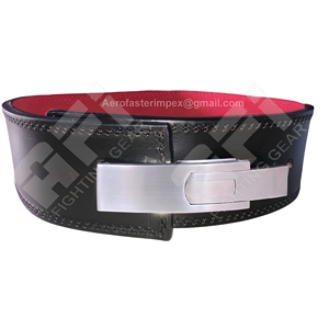 Weightlifting <b>Belt</b> Cow Hide Leather Black <b>Red</b> Interior Steel Plate Buckle Durable Fitness Equipment for Adults - Product Image 1