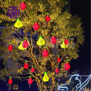 Ip65 Waterproof Hanging Lantern Colorful Wind Bell Flower <b>Tree</b> Decorative Pendant Project For Garden Street <b>Christmas</b> Halloween - Product Image 1