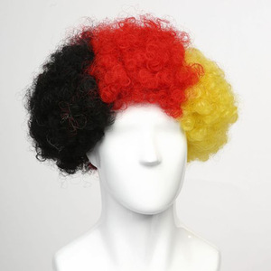 ที่กําหนดเองธงชาติประเทศที่มีสีสันฟุตบอลลูกฟุตบอลแฟนวิกผมสั้นหยิก Afro ผมวิกผม
