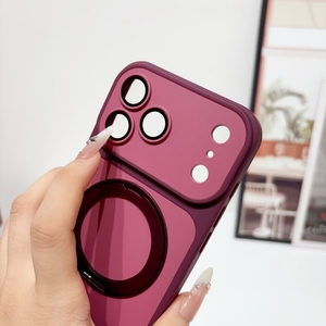 Coque de téléphone mobile magnétique rotative givrée bordeaux avec protection d'objectif pour iPhone 18 17 16 15 Pro Max - Product Image 4
